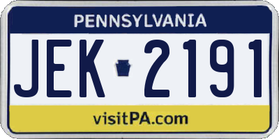 PA license plate JEK2191