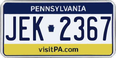 PA license plate JEK2367