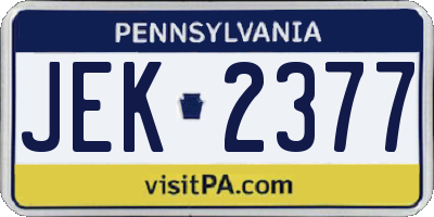 PA license plate JEK2377