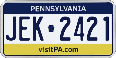 PA license plate JEK2421