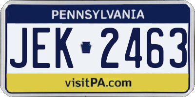 PA license plate JEK2463