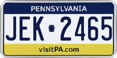 PA license plate JEK2465