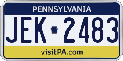 PA license plate JEK2483
