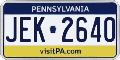 PA license plate JEK2640