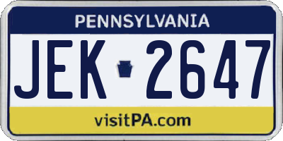 PA license plate JEK2647