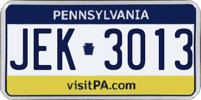 PA license plate JEK3013