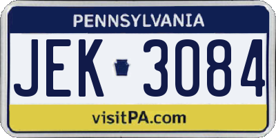 PA license plate JEK3084