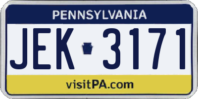 PA license plate JEK3171