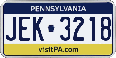 PA license plate JEK3218