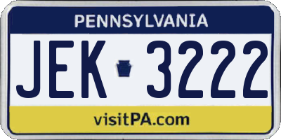 PA license plate JEK3222