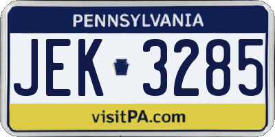 PA license plate JEK3285