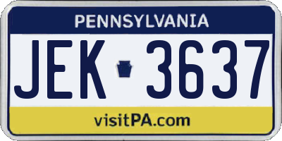 PA license plate JEK3637