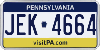 PA license plate JEK4664
