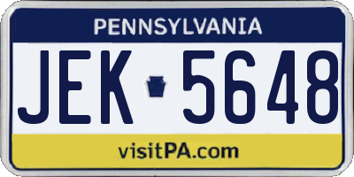 PA license plate JEK5648