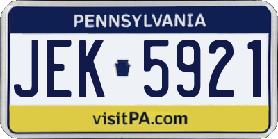 PA license plate JEK5921
