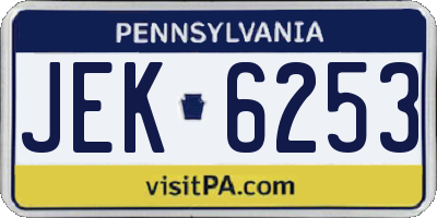 PA license plate JEK6253