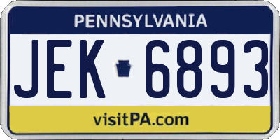 PA license plate JEK6893