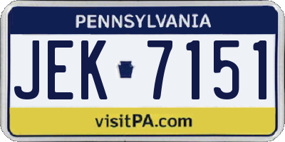 PA license plate JEK7151