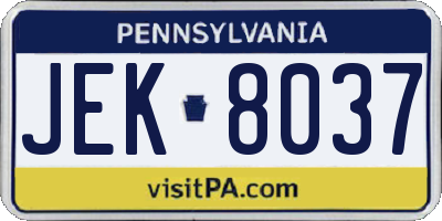 PA license plate JEK8037