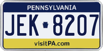 PA license plate JEK8207