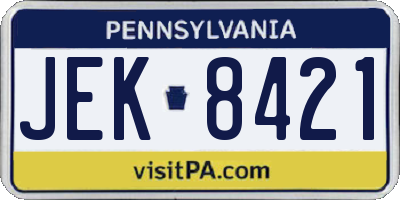 PA license plate JEK8421