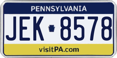 PA license plate JEK8578