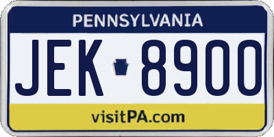 PA license plate JEK8900