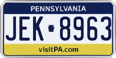PA license plate JEK8963