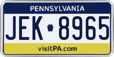 PA license plate JEK8965