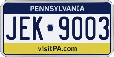 PA license plate JEK9003