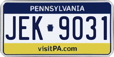 PA license plate JEK9031