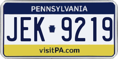 PA license plate JEK9219
