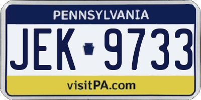PA license plate JEK9733