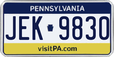 PA license plate JEK9830