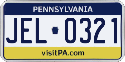 PA license plate JEL0321