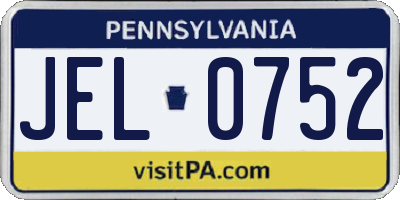 PA license plate JEL0752