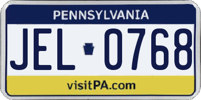 PA license plate JEL0768