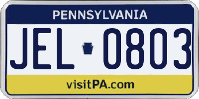PA license plate JEL0803