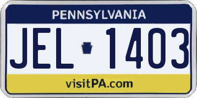 PA license plate JEL1403