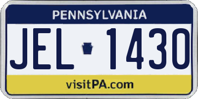 PA license plate JEL1430