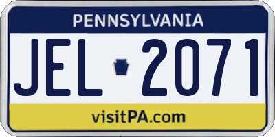 PA license plate JEL2071