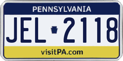 PA license plate JEL2118