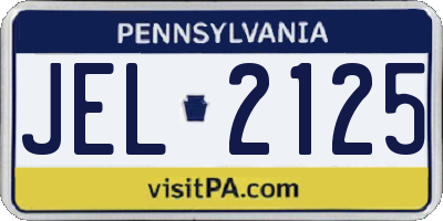 PA license plate JEL2125
