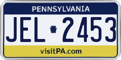 PA license plate JEL2453