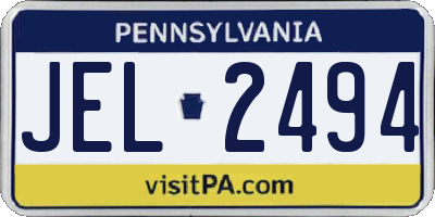 PA license plate JEL2494