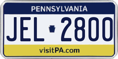 PA license plate JEL2800