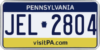 PA license plate JEL2804
