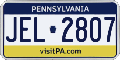 PA license plate JEL2807