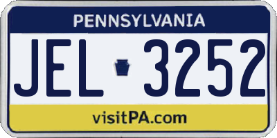 PA license plate JEL3252