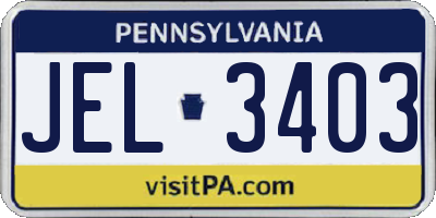 PA license plate JEL3403